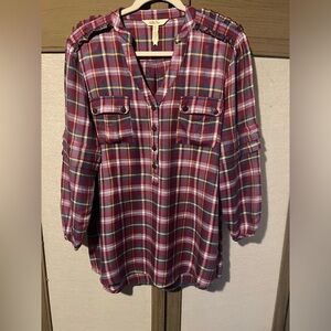 Matilda Jane Women’s plaid button down shirt.  Size medium.